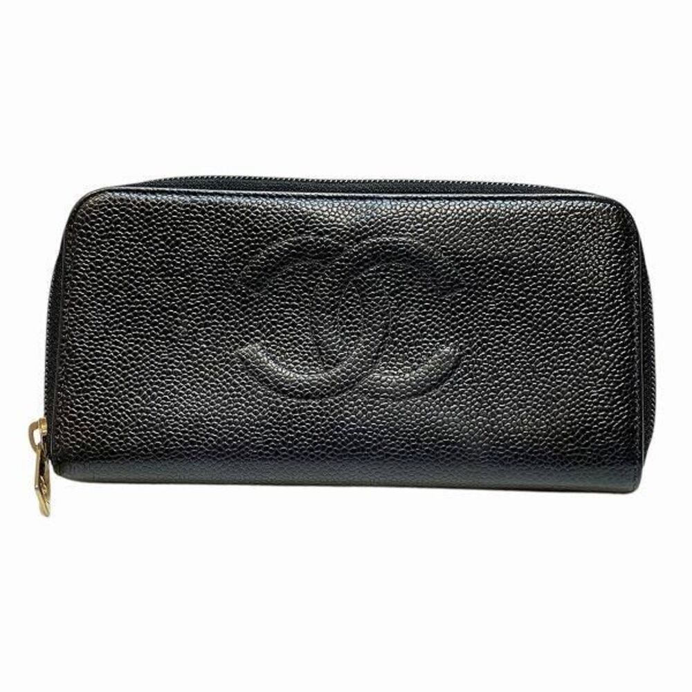 Chanel Coco Mark Leather Long Wallet